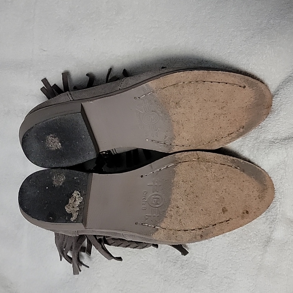 Circle G CORRAL Suede Braided Fringe Booties Sz 8.5 - Picture 3 of 5